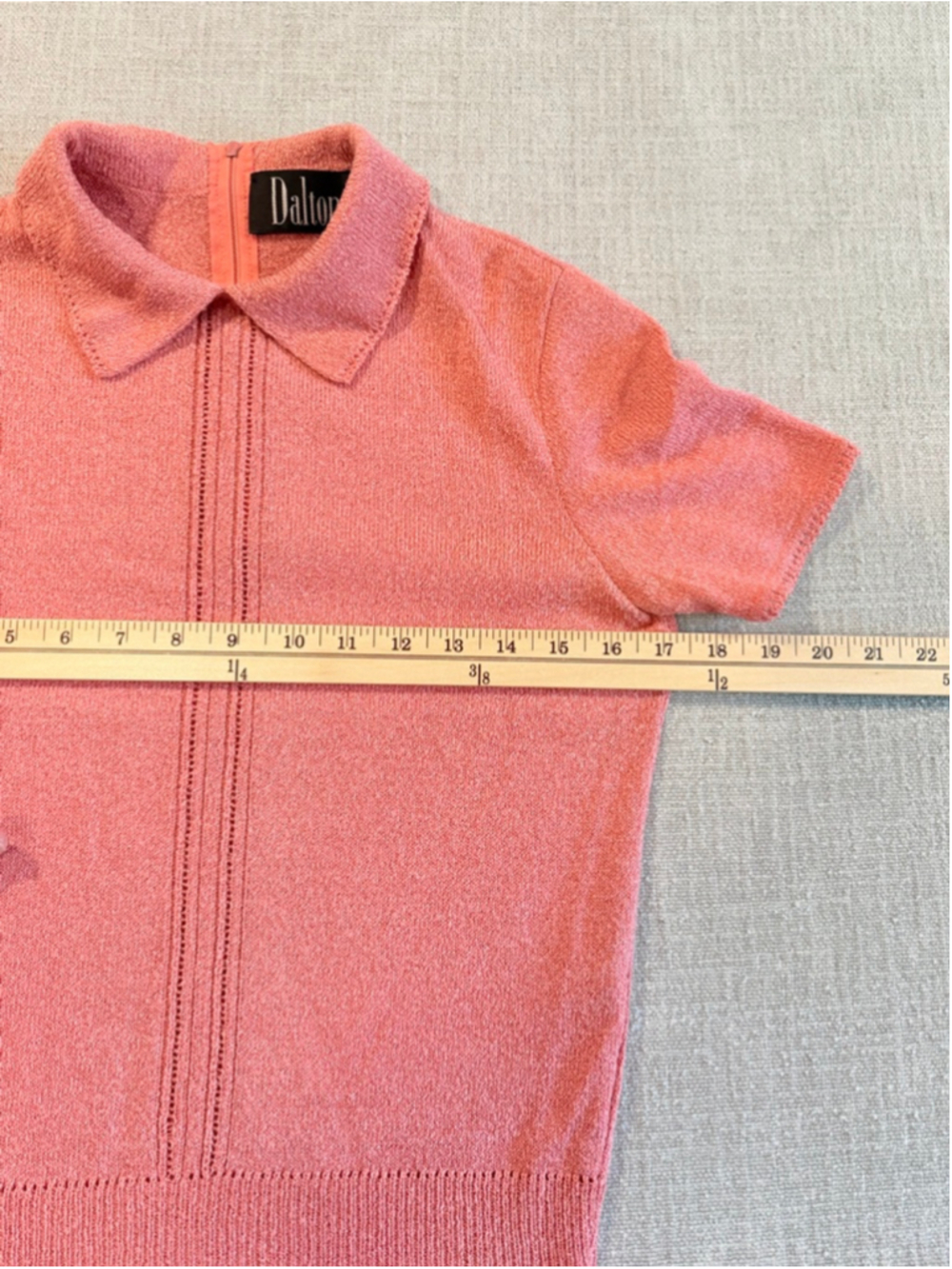 Dalton vintage union made short sleeve knit sweater polo in a dusty rose size 8 - Picture 7 of 9